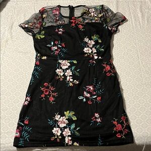 Floral Embroidered Black Dress